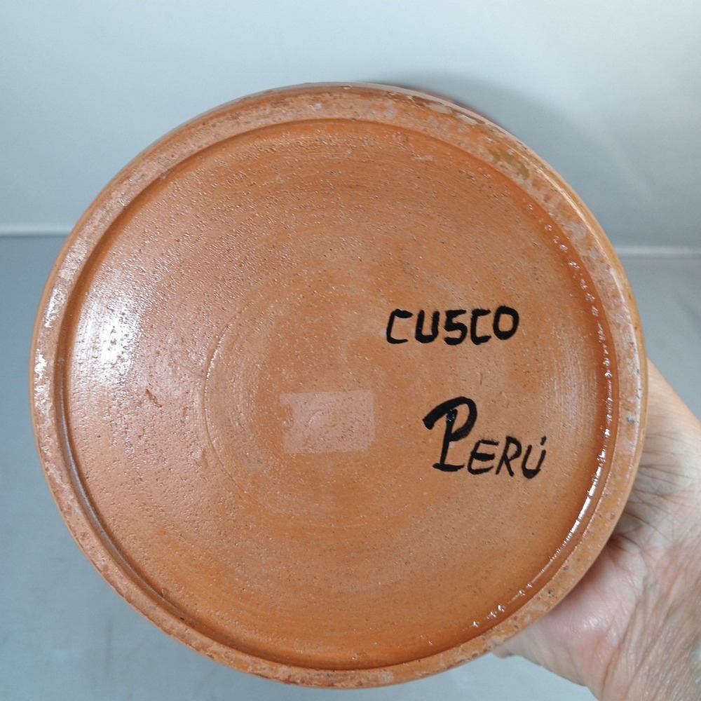 Peruvian Pottery Hand Painted Pot Vase Peru Culturas Cusco 9" 3 lbs - Picture 6 of 10